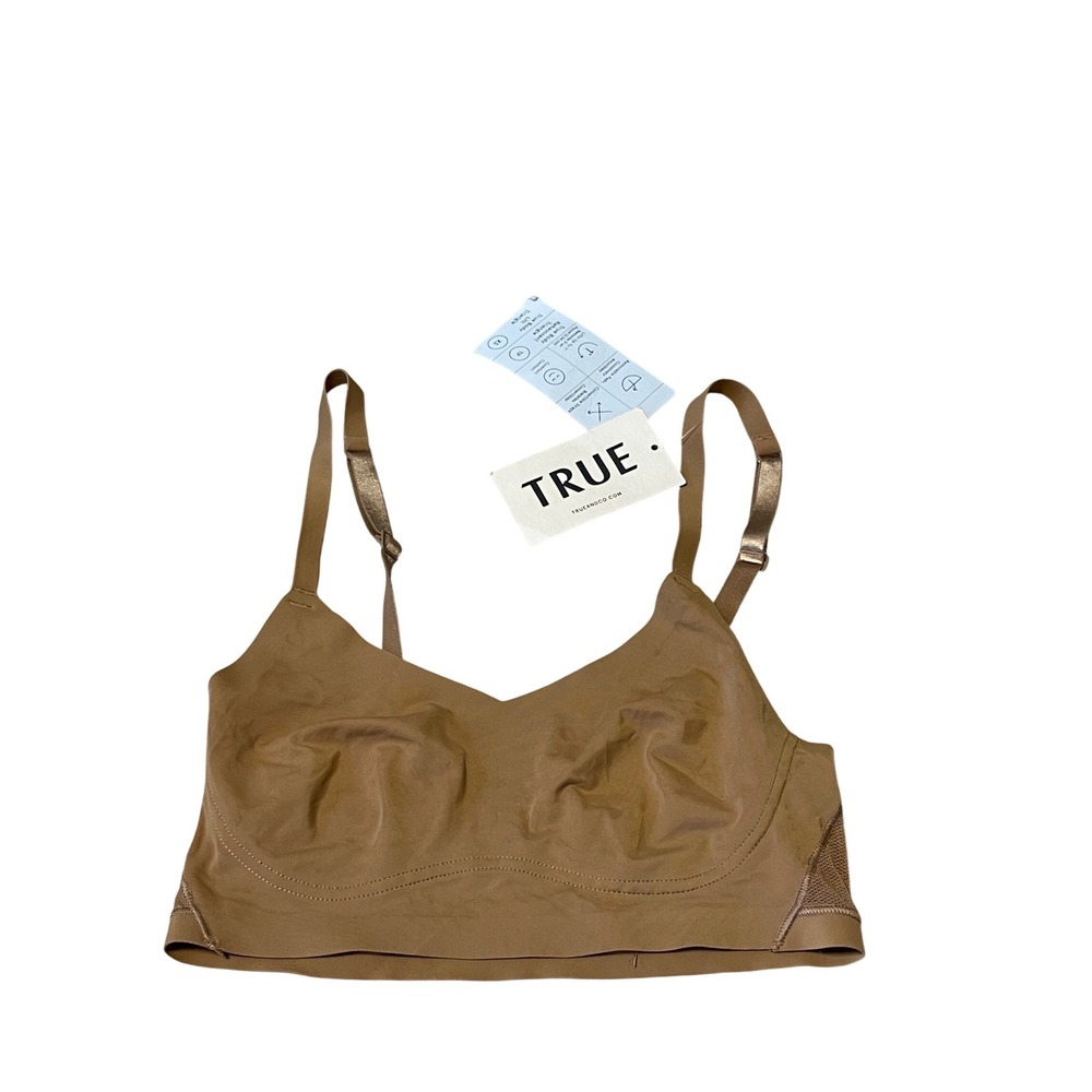 True & Co True Body w/ Mesh Triangle Bralette Bronze Brown XS A35W355480 NWT I04